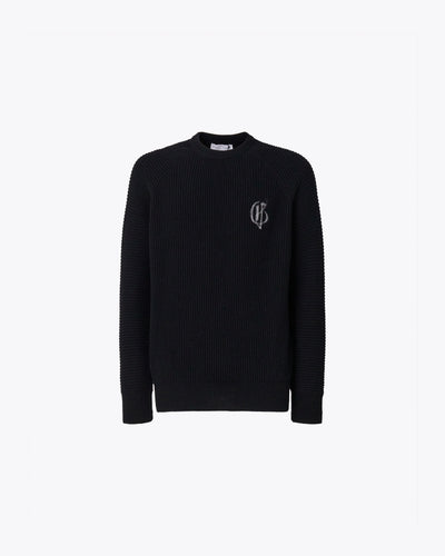 Rib knit black sweater
