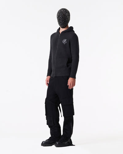 Black woven hoodie