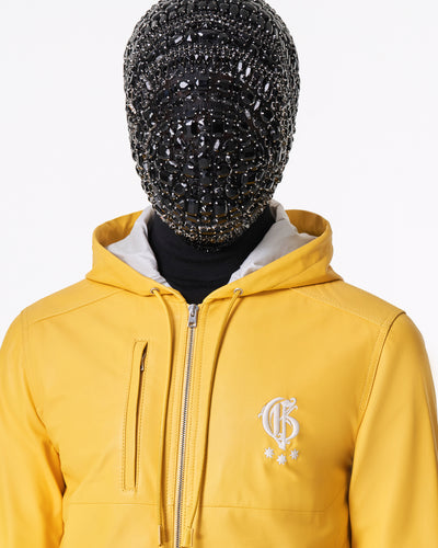 Yellow calfskin hooded jacket