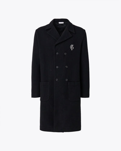 Double-breasted midi coat with logo