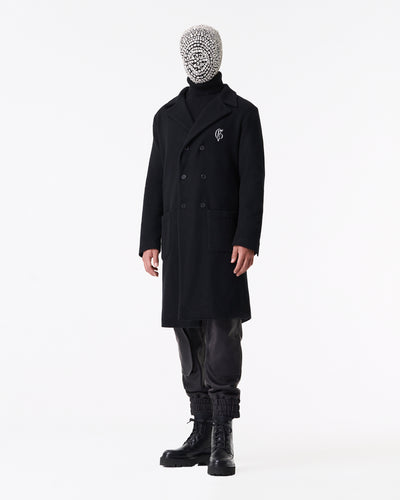 Double-breasted midi coat with logo