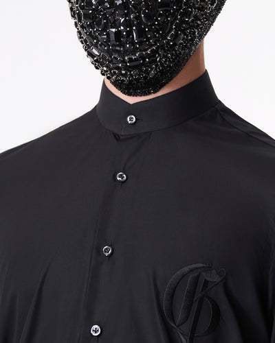 Black shirt with Mandarin collar