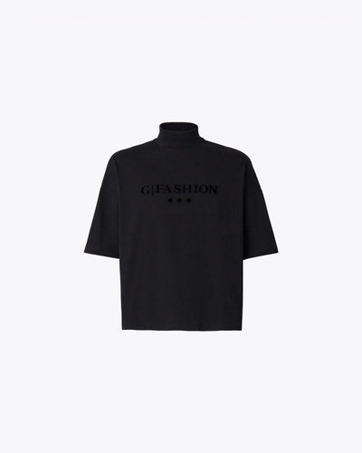 Black short sleeves sweatshirt with black print