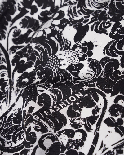 黑白螺旋佛系丝绸长方形围巾    