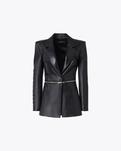 Black lamb leather jacket with zip