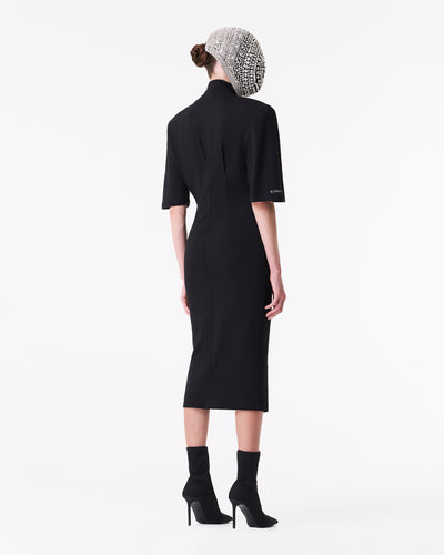 Black midi dress with flared sleeves