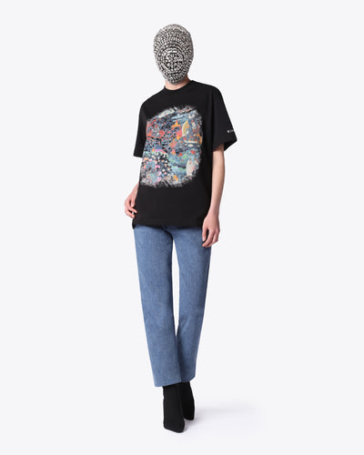 BLACK T-SHIRT WITH COLORFUL BUDDHA