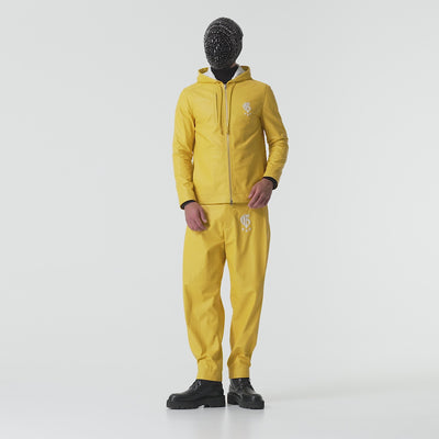 Yellow calfskin hooded jacket