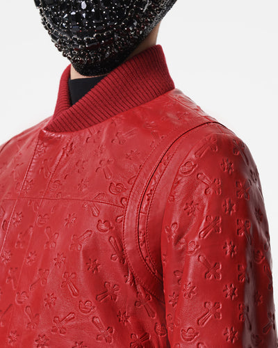 RED LEATHER PADDED BOMBER