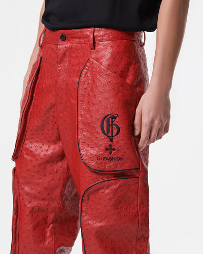 RED OSTRICH JOGGER PANTS