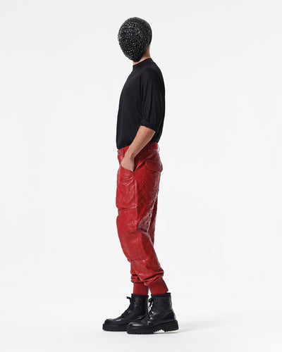 RED LEATHER JOGGER PANTS