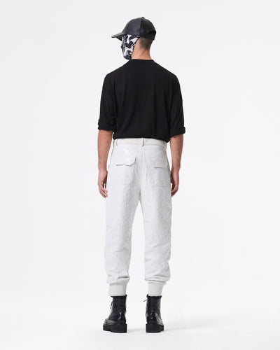 WHITE LEATHER CARGO PANTS