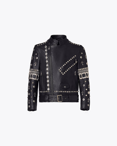 BLACK LEATHER JACKET WITH STUDS